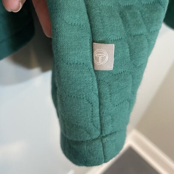T By Talbots Sweatshirt Women’s XL Petite Quilted Mock Neck Pullover Green Boxy - Picture 8 of 8
